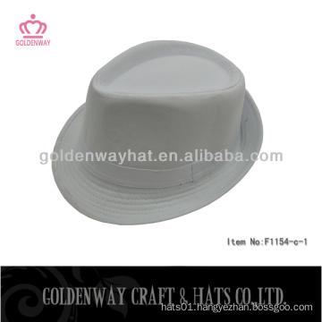 white simple polyester fedora hats cheap for sale top hats